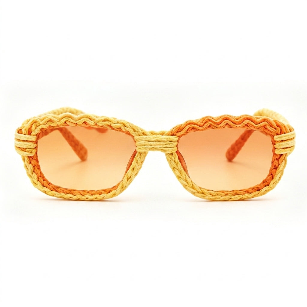 Golden Hour Woven Statement Sunglasses