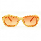 Golden Hour Woven Statement Sunglasses