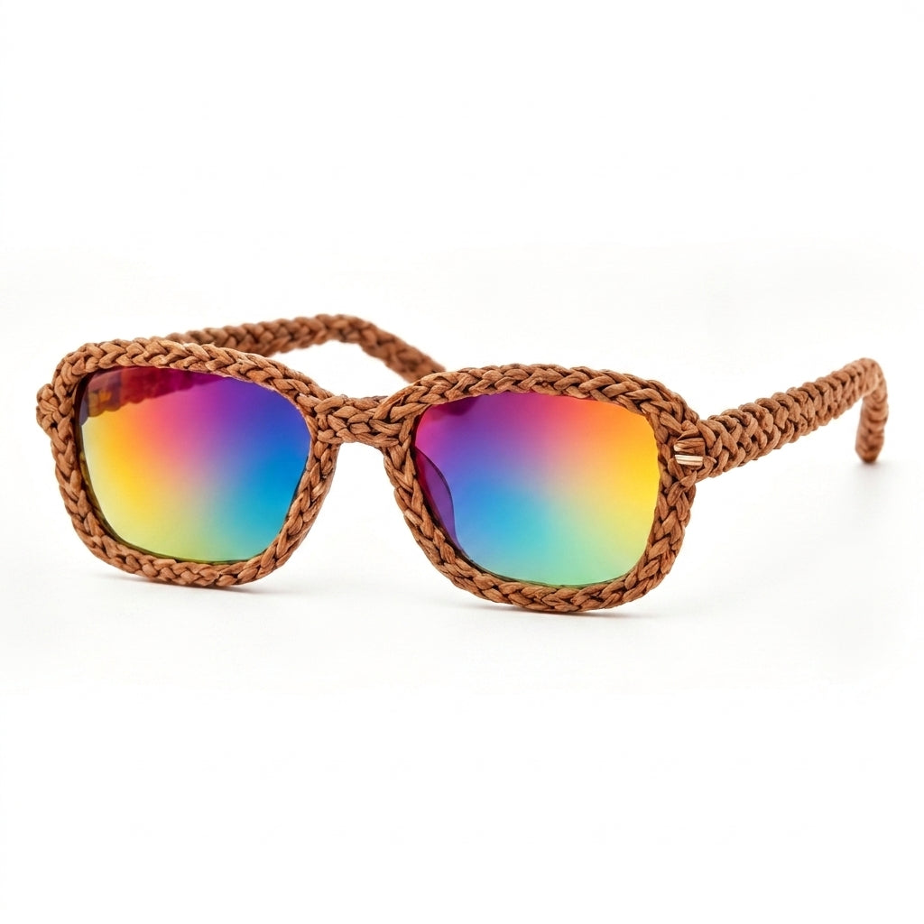 Earth-Woven Iridescent Statement Sunglasses