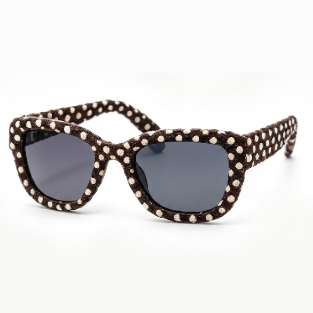 Chocolate Polka Dot Textured Sunglasses