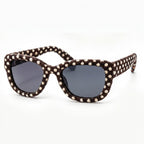 Chocolate Polka Dot Textured Sunglasses