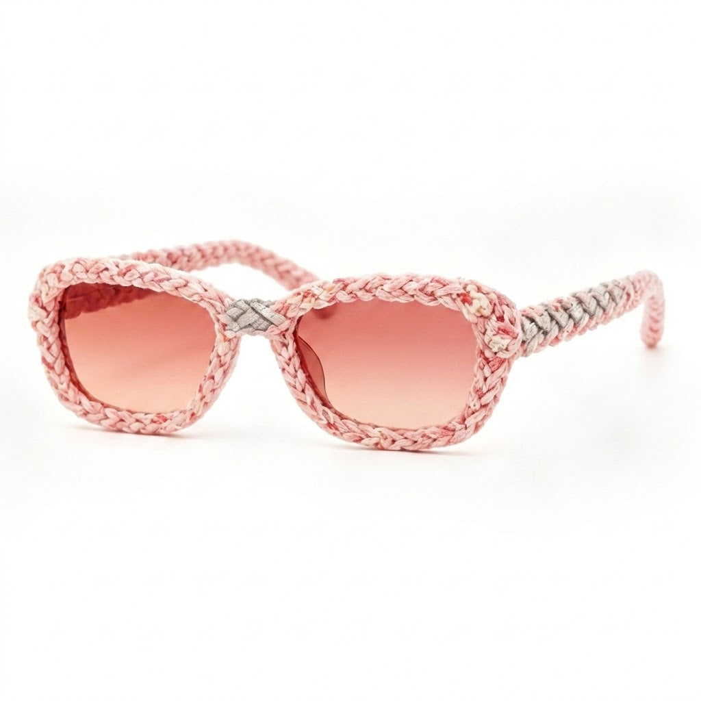 Rose Quartz Woven Statement Sunglasses