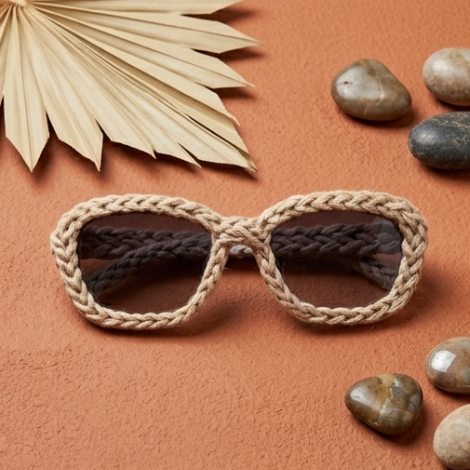 Beige Braided Knit Sunglasses