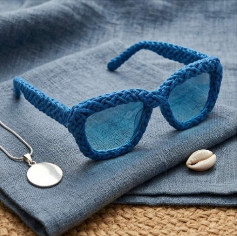 Cobalt Blue Braided Frame Sunglasses