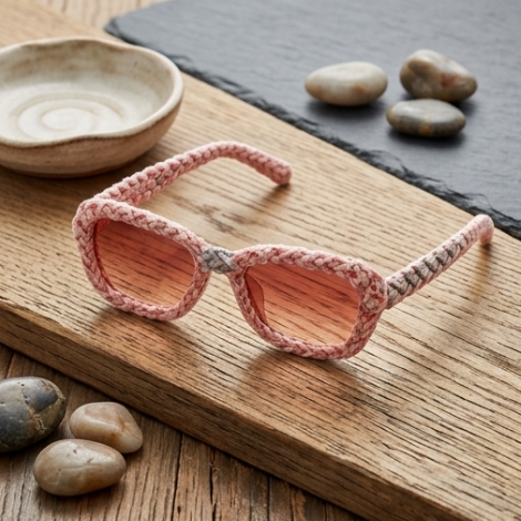Rose Quartz Woven Statement Sunglasses