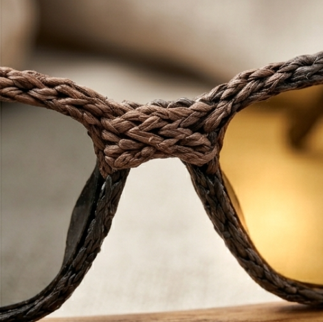 Earth-Toned Braided Asymmetric Sunglasses