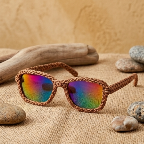 Earth-Woven Iridescent Statement Sunglasses