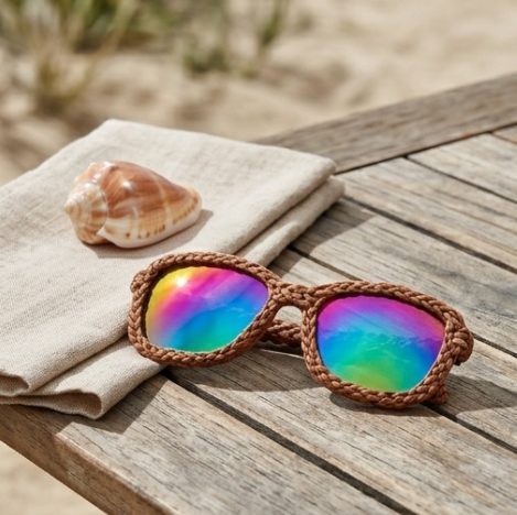 Earth-Woven Iridescent Statement Sunglasses