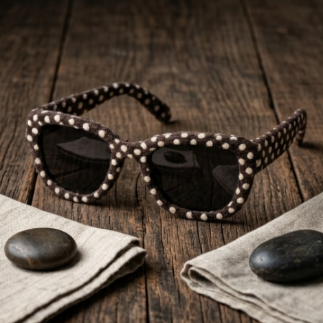 Chocolate Polka Dot Textured Sunglasses
