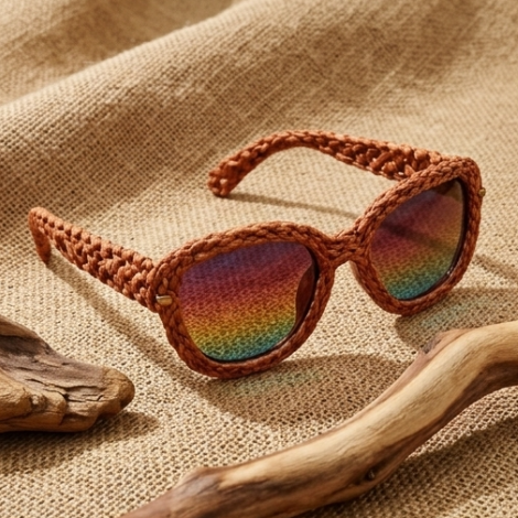 Terracotta Woven Iridescent Sunglasses