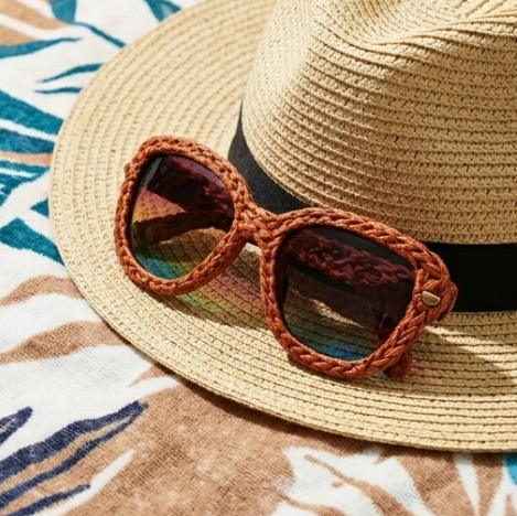Terracotta Woven Iridescent Sunglasses