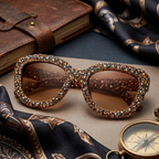 Amber Crystal Mosaic Statement Sunglasses