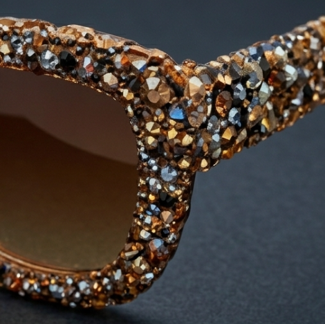 Amber Crystal Mosaic Statement Sunglasses