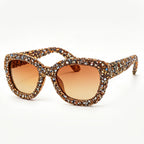 Amber Crystal Mosaic Statement Sunglasses